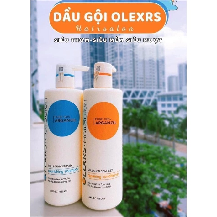 Cặp Dầu Gội Xả Olexrs Argan Oil Collagen 950ml. Chính hãng phục hồi Tóc Khô Hư Tổn giảm gẫy rụng. NK & PP ALYA VIET NAM