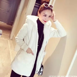 Áo khoác len nữ túi lông