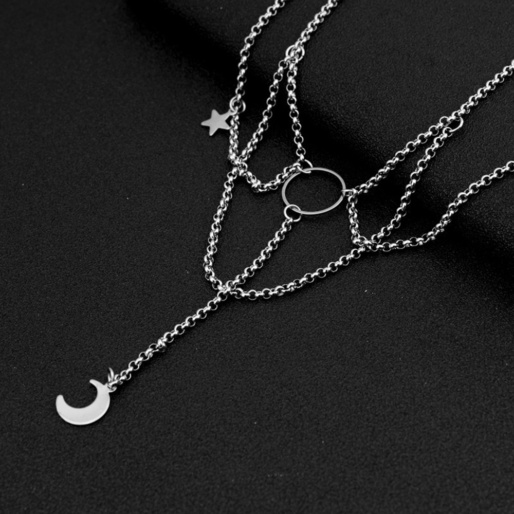 Vòng cổ Choker Nhiều Tầng Hình Mặt Trăng Ngôi Sao Thời Trang Dành Cho Nữ