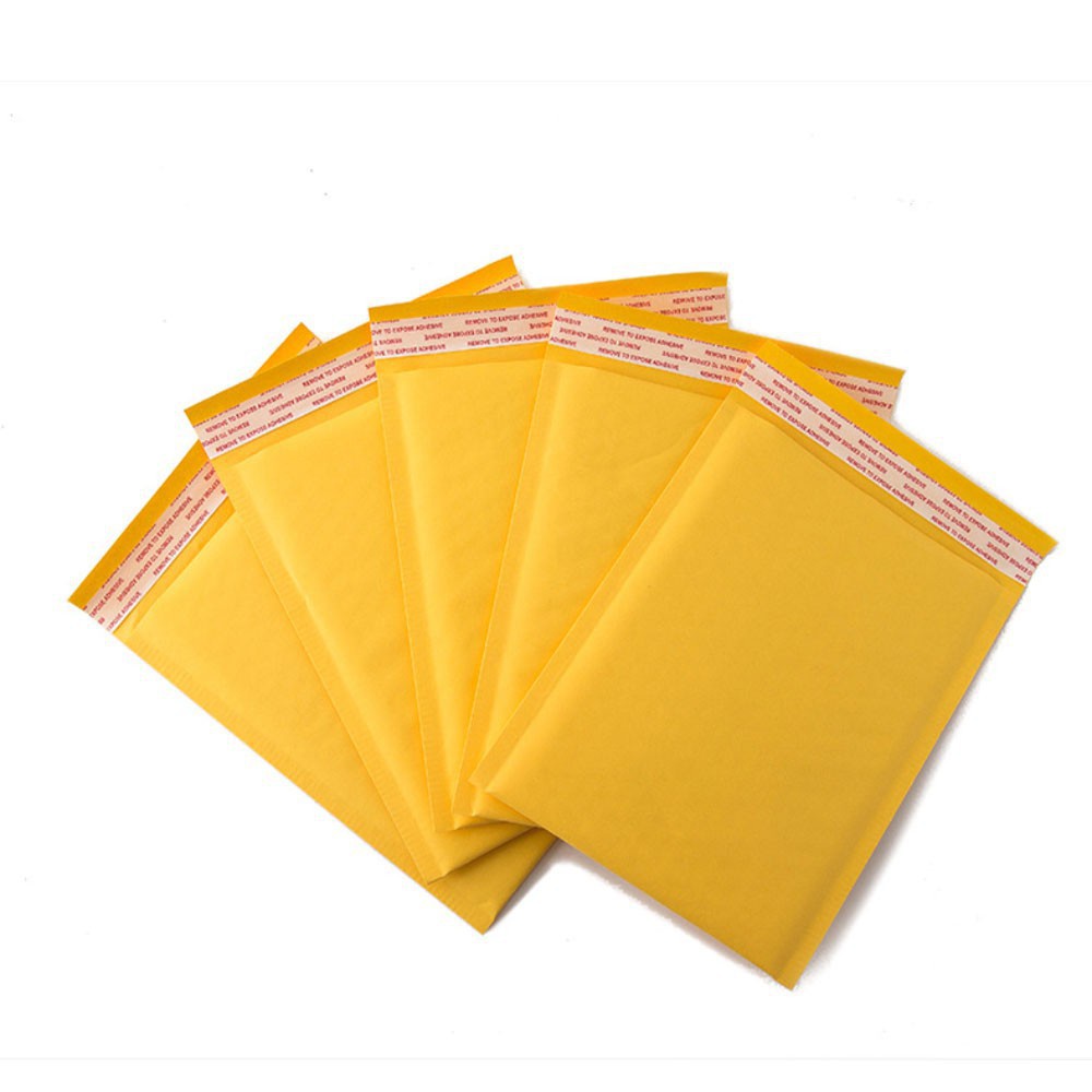10 Túi đóng gói hàng hóa có bóng khí chống sốc an toàn kích thước 11cmx15cm màu vàng