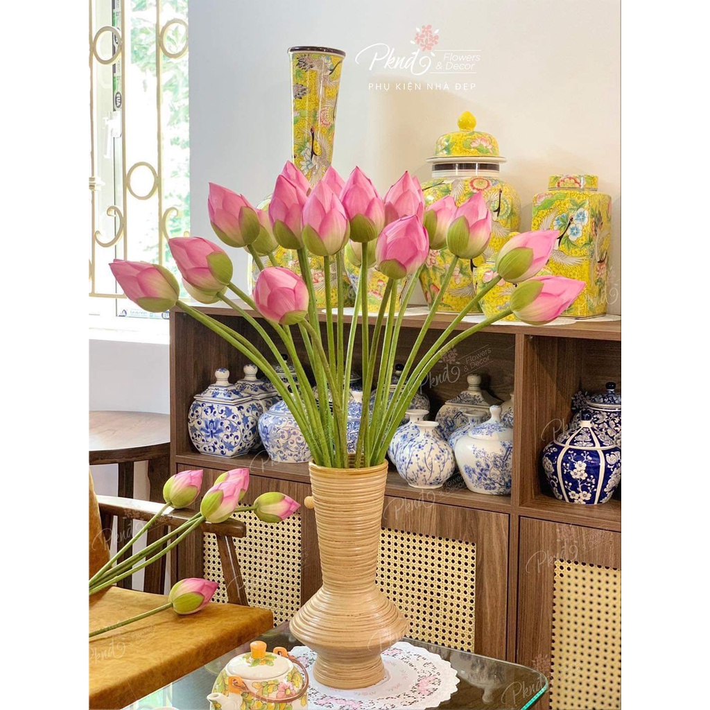 Hoa sen lụa giả thanh lịch và tinh khôi đẹp PKND FLOWERS &amp; DECOR