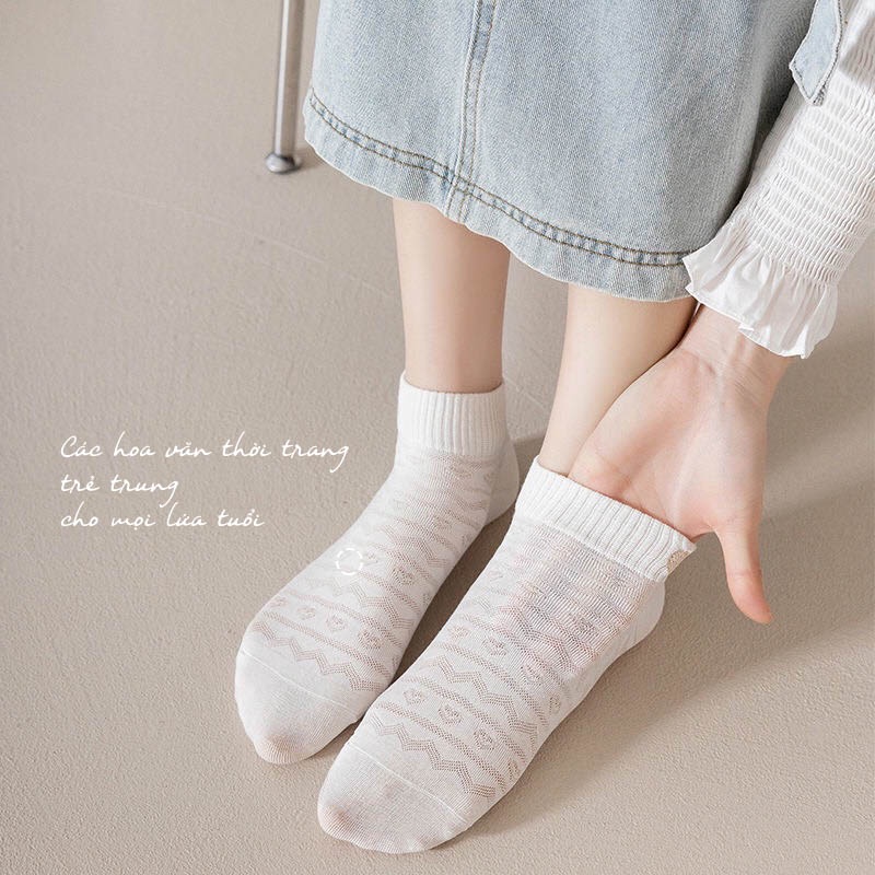 Tất Cổ Ngắn Nữ Trắng Hình Cute Set Vớ Cổ Thấp Thời Trang Hàn Quốc - Only Store