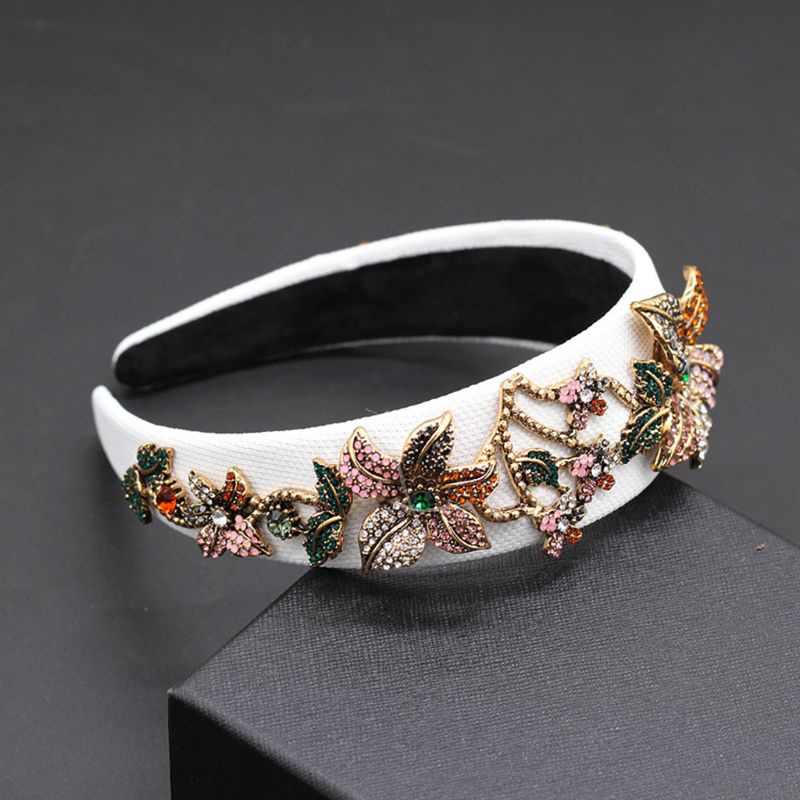 Flgo Băng Đô Cài Tóc Bản Rộng Đính Đá Thời Trang Sang Trọng