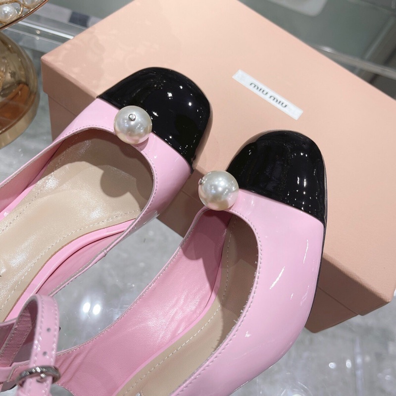 Sandal cao gót 7cm bít mũi mẫu mới siêu xinh thương hiệu MiuMiu cao cấp da thật
