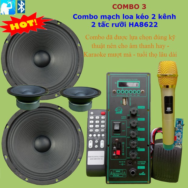 Combo mạch loa kéo 2 kênh 2.5 tấc HA8622