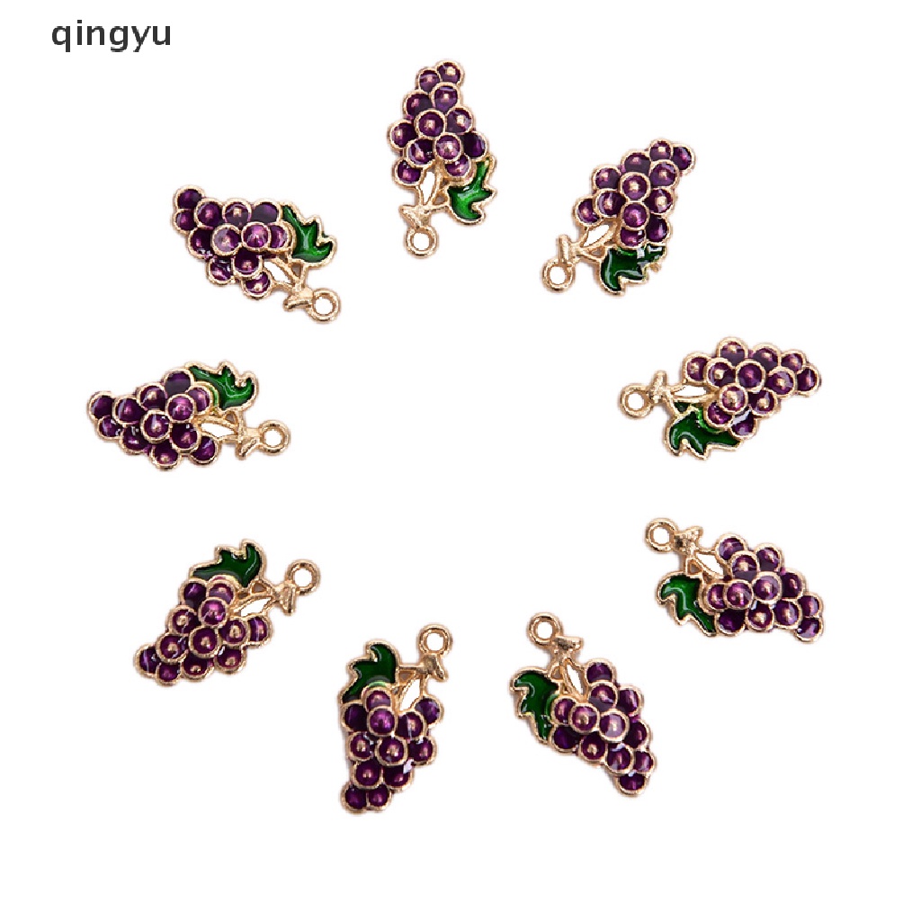 Bộ 10 Mặt Dây Chuyền Hình Trái Nho Bằng Hợp Kim Tráng Men DIY