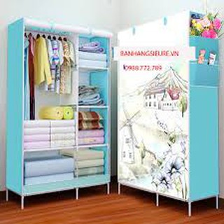 TỦ VẢI CAO CẤP 3D 2 BUỒNG 6 NGĂN