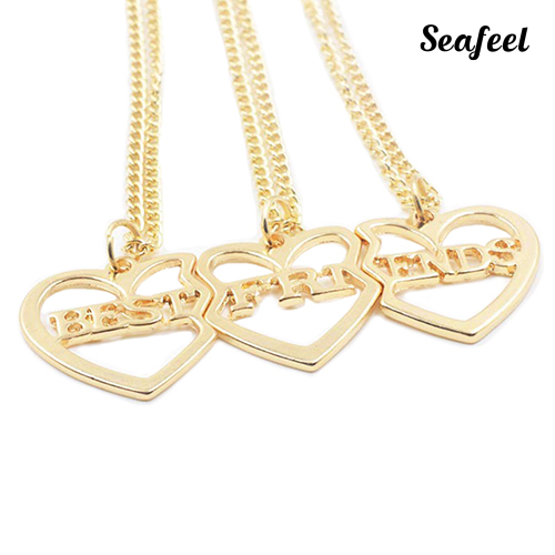 SF Set 3 vòng cổ Mặt Trái Tim Mạ Vàng Cho Bạn Thân