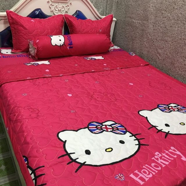 Bộ chăn ra cotton 5 món hello kitty