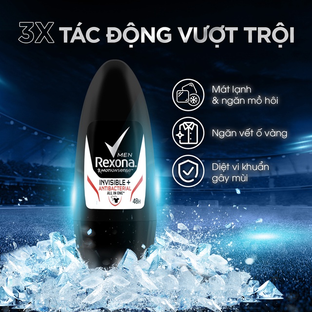 Lăn khử mùi Rexona Men 48h khô thoáng kháng khuẩn dành cho nam, 45ml