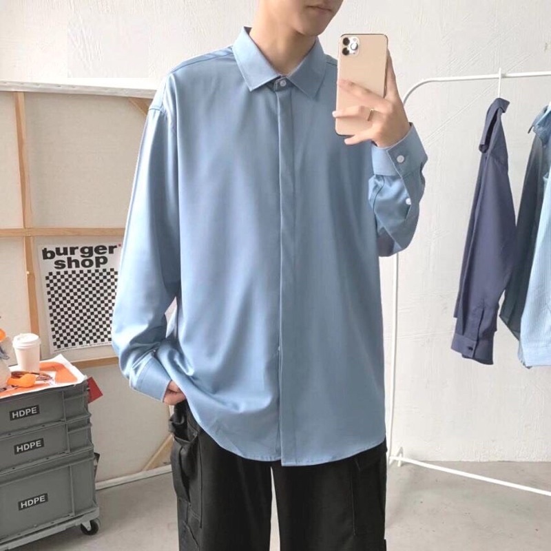 Áo sơ mi cổ bẻ UNISEX HÀN QUỐC From rộng