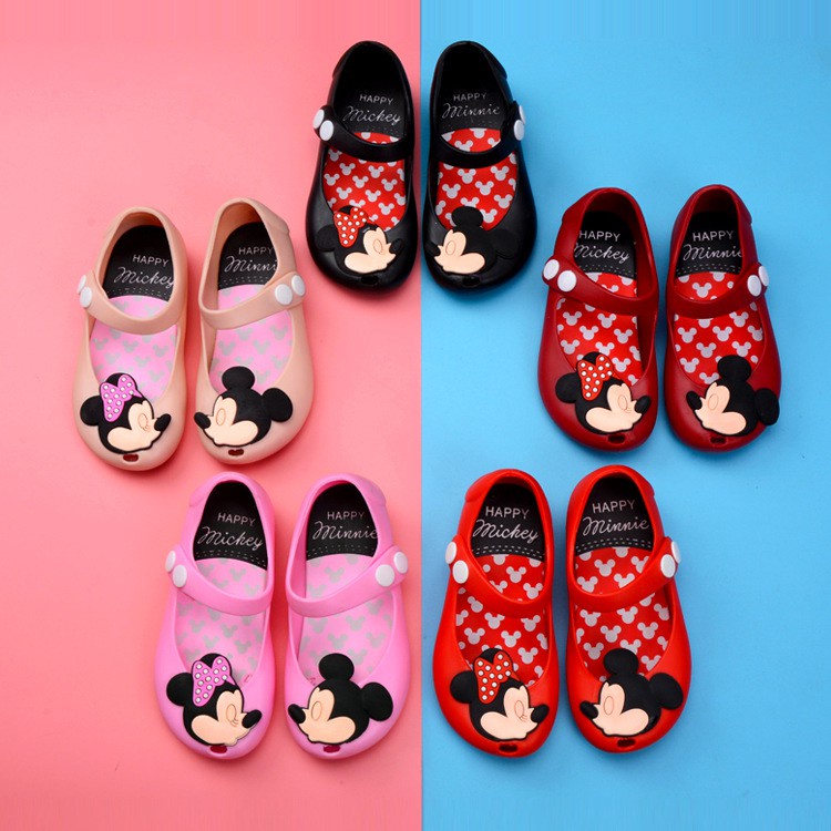 (MớI) Giày Nhựa Đế BằNg ChốNg TrượT, HọA TiếT ChuộT Mickey Cho Bé GáI
