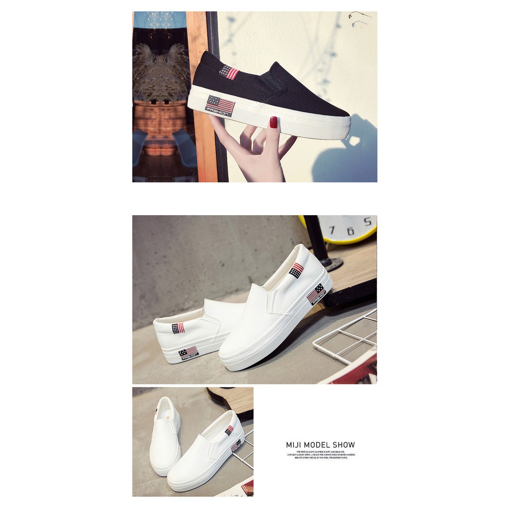 Giày Lười Slip-on Nữ Giày Vải Nữ Đế Bánh Mì Mery Shoes - C23