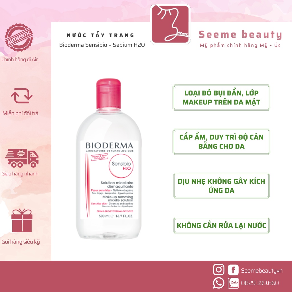 Nước Tẩy Trang Cho Da Nhạy Cảm Bioderma Sensibio + Sebium H2O CHÍNH HÃNG SeeMe Beauty SF-002