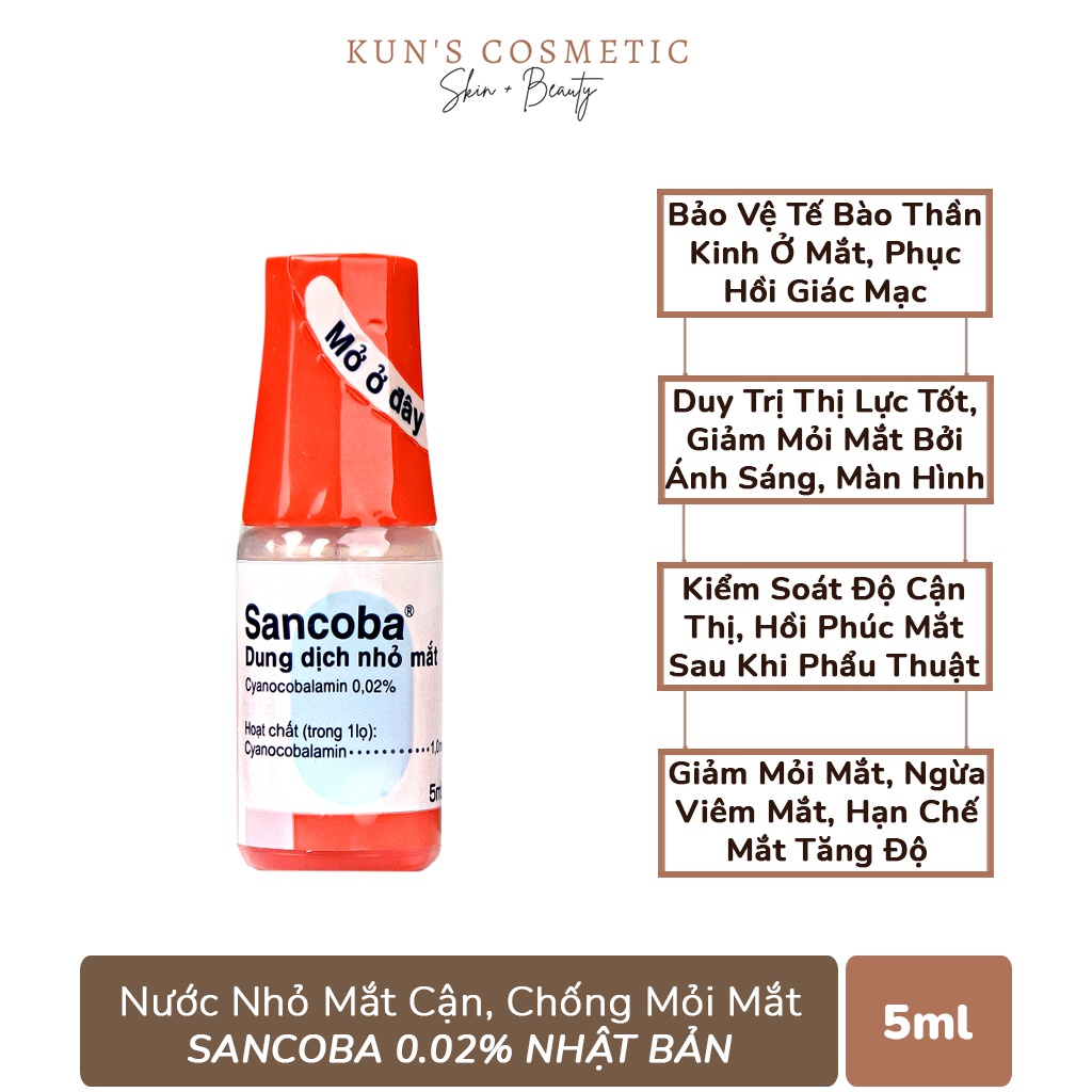 Nước Nhỏ Mắt Cận Sancoba 0.02% Nhật Bản Hỗ Trợ Tăng Cường Thị Lực, Chống Mỏi Mắt (5ml)