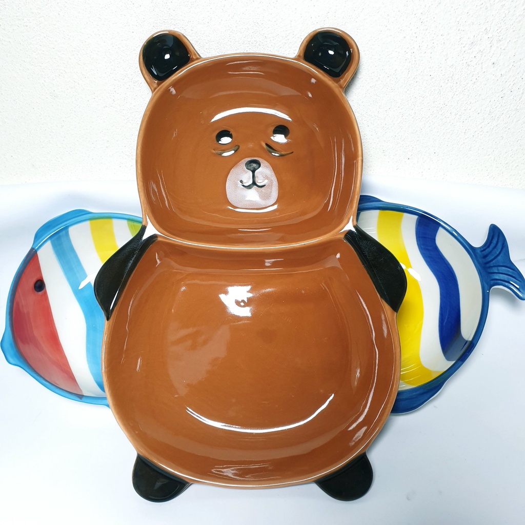 Bát Đĩa Ăn Dặm Gốm Sứ Hình Gấu Panda Ngộ Nghĩnh Giúp Bé Ăn Ngon YOOTA BABY