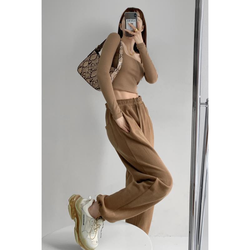 COZOK Quần Legging Thể Thao Lưng Cao Dáng Rộng Phối Dây Rút Năng Động Hợp Thời Trang