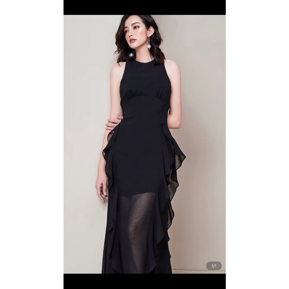 Đầm maxi nhún bèo sang chảnh