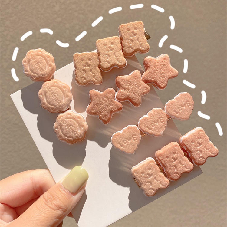 Kẹp tóc hình gấu/ trái tim/ ngôi sao bằng nhựa dễ thương cho nữ