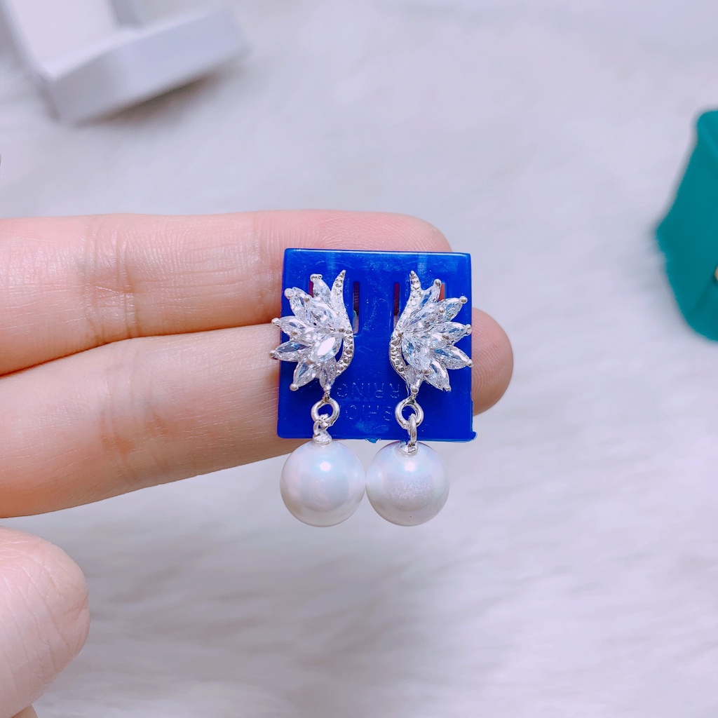 Bông tai bạc nữ treo hạt trai nhân tạo sang chảnh - Kho sỉ bạc Nhất Linh