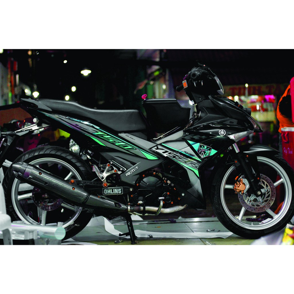 Tem rời Exciter 150. Tem Y15ZR. Xe đen, tem xanh ngọc