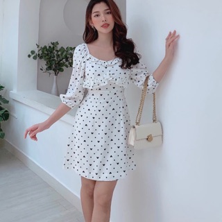 Đầm suông tay lỡ thiết kế MITRIE chấm ni bèo ngực
