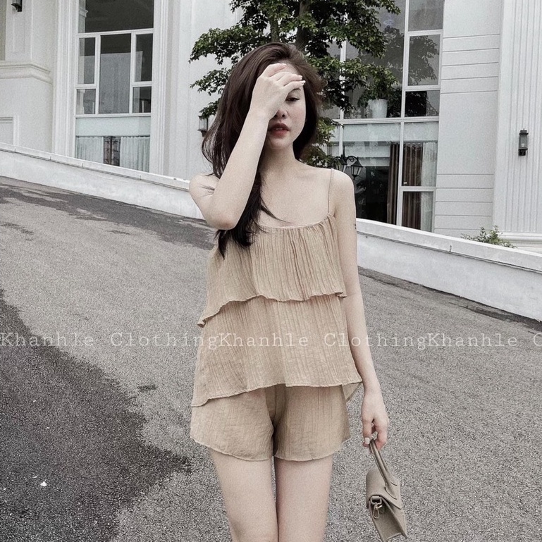 Set đũi bèo trễ vai 2 dây đồ bộ nữ xuân hè BN257