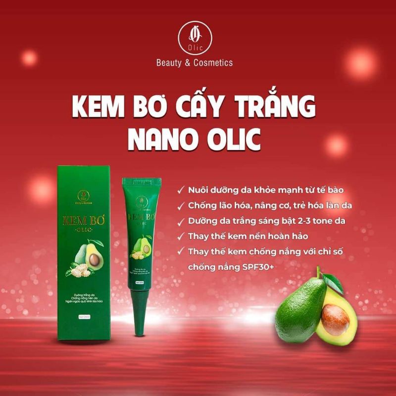 Kem bơ cấy trắng nano Olic