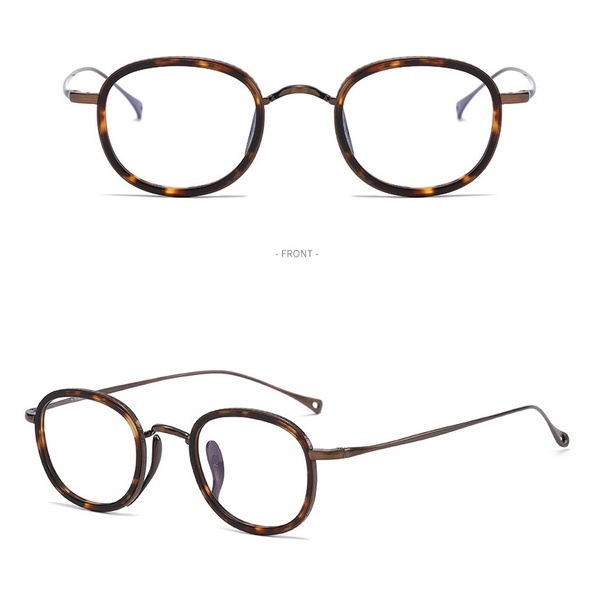 Mắt Kính Gọng Oval Nhỏ Bằng Titan + Sợi Acetate Phong Cách Nhật Bản KMN73-09
