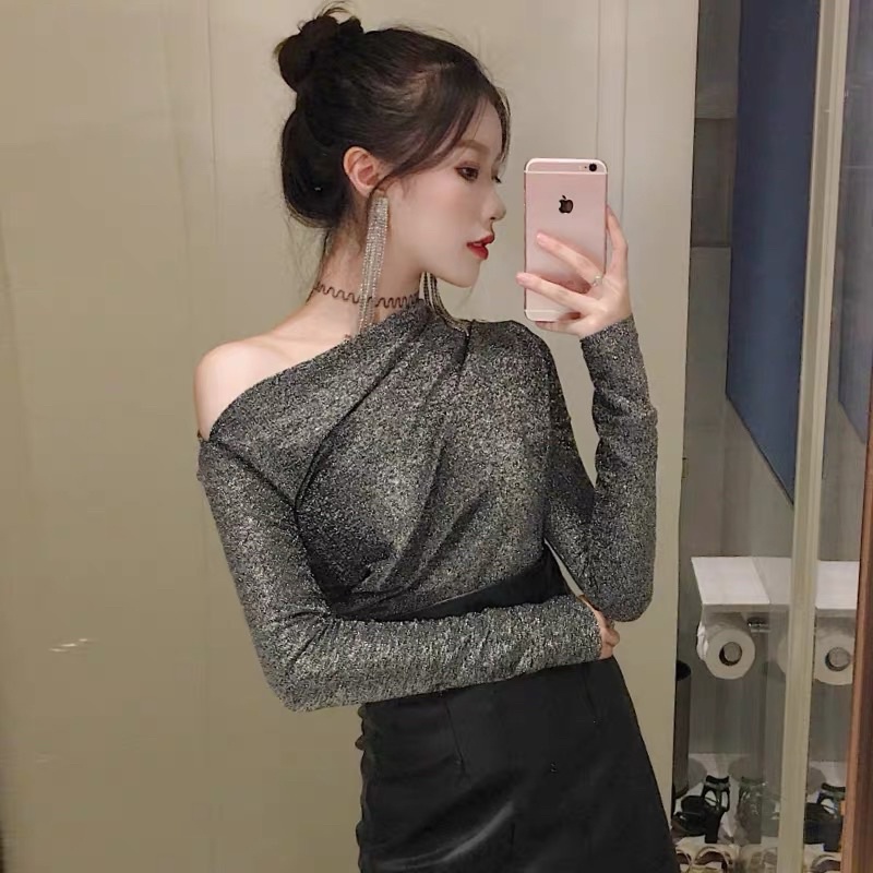 Áo lệch vai ôm body cho nữ ảnh thật 4 ảnh cuôi