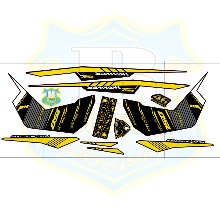 ( Quí khách vui lòng mang ra tiệm cho thợ dán ) Tem winner v1 vàng đen