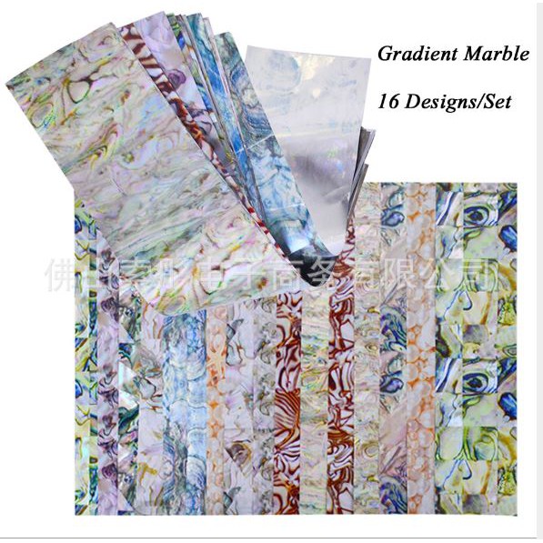 Túi 16 tấm foil vân xà cừ trang trí móng size 4x20cm