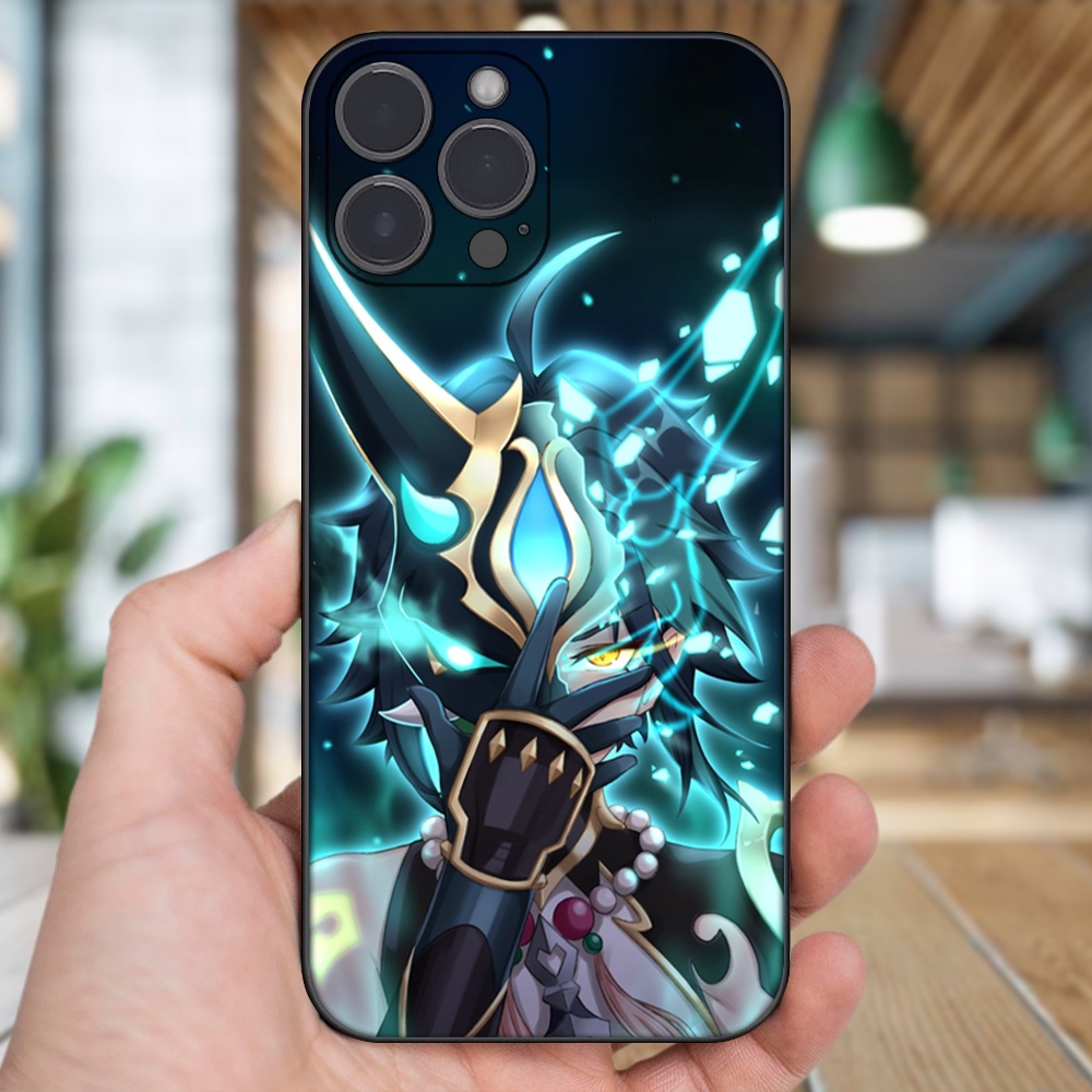 Ốp lưng iPhone 13 Pro Max dẻo đen cạnh vuông in hình Xiao Genshin Impact