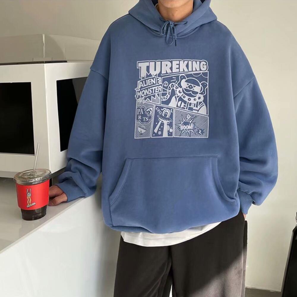 Áo hoodie dáng rộng in họa tiết graffiti kiểu Nhật Hàn năng động dễ phối đồ dành cho nam size M-5XL