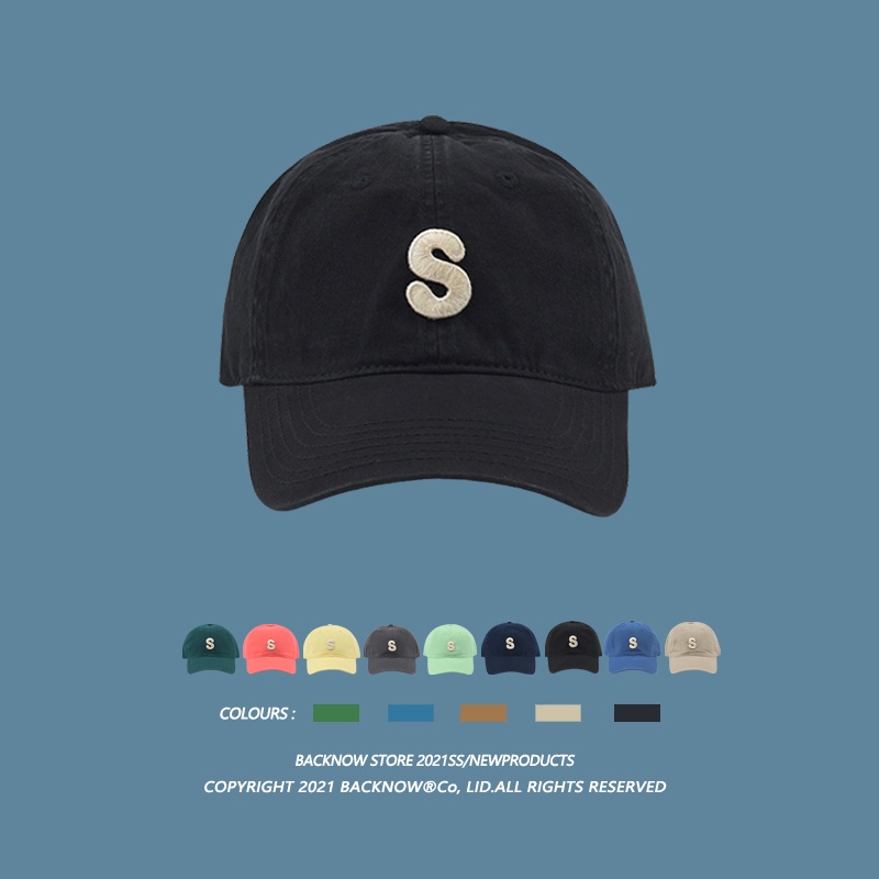 Mũ lưỡi trai chống nắng màu trơn họa tiết chữ cái phong cách Nhật Bản thời trang cho nam và nữ 15a