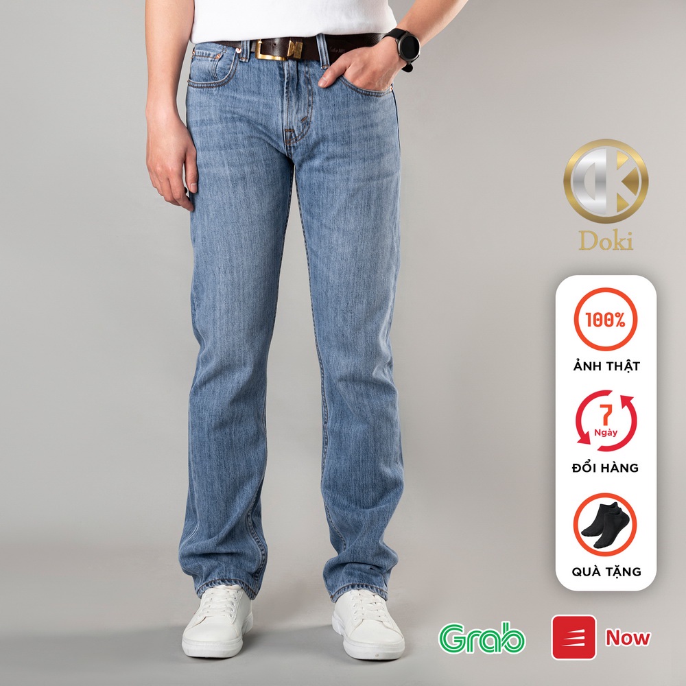Quần Jean Ống Suông Nam Cao Cấp Xanh Nhạt, Quần Jean Nam Ống Rộng, Kiểu Dáng Chững Chạc Lịch Sự - DOKI SN-08