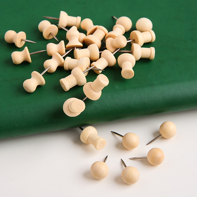 Set 30 Đinh Ghim Nhiều Kích Cỡ Bằng Gỗ Màu Sắc Đơn Giản Trang Trí Móng Tay DIY