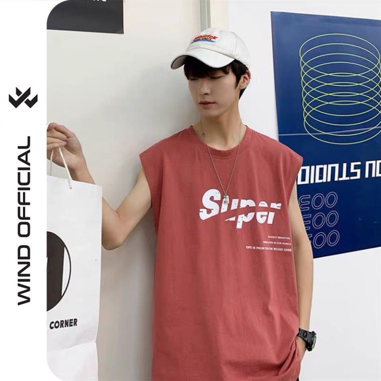 Áo thun tanktop unisex sát nách form rộng SUPER nam nữ ulzzang Wind ྇