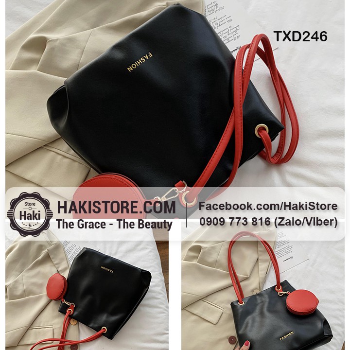 Túi tote da mềm đeo vai tiện ích kèm ví tròn xinh xắn TXD246