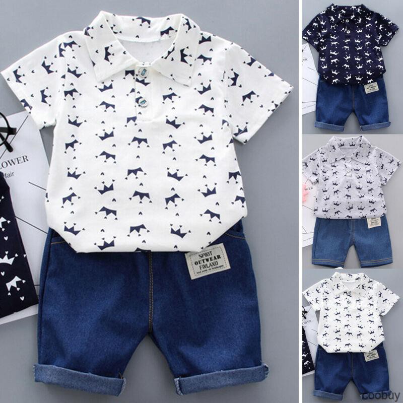 Set Áo Thun Tay Ngắn Cổ Polo Phối Quần Short Thời Trang Mùa Hè Cho Bé