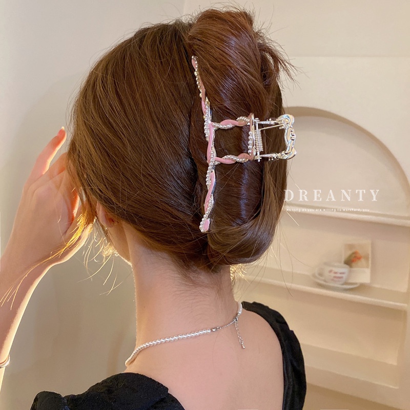 Kẹp Tóc Hình Cá Mập Đính Ngọc Trai Đơn Giản Độc Đáo Thời Trang Phong Cách Hàn Quốc