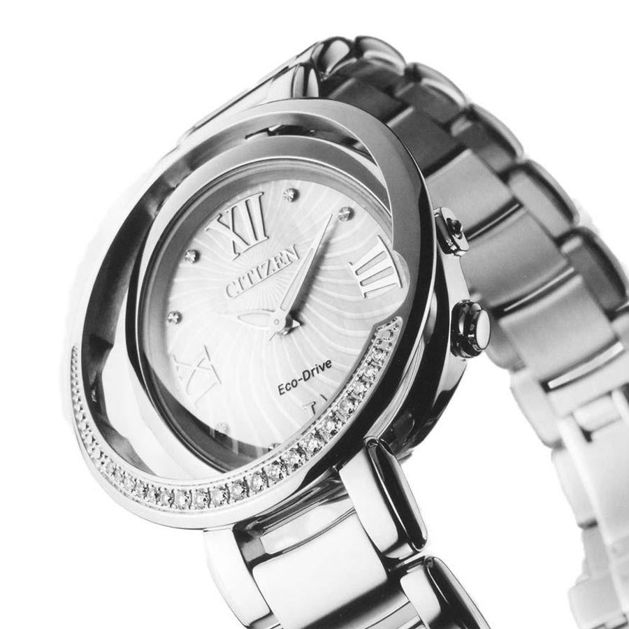Đồng Hồ Nữ Citizen Đính Kim Cương Dây Thép Không Gỉ EX1120-53X - Mặt Hồng