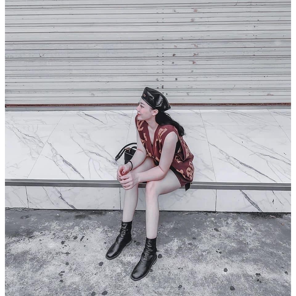 Bốt da nhăn cổ lửng hot trend 3 màu đen -trắng- đỏ | BigBuy360 - bigbuy360.vn