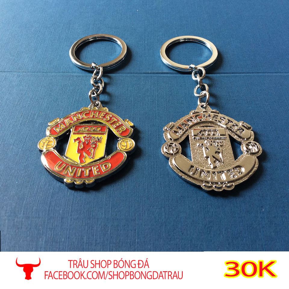 Móc khoá màu 2 mặt lưu niệm - các câu lạc bộ bóng đá Manchester, Arsenal, Chelsea, Barca, Real, Liverpool - Trâu shop