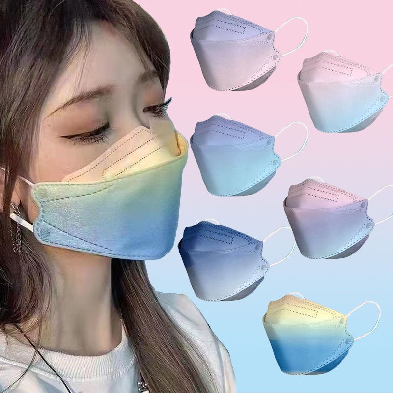 Hàng Có Sẵn - Gói 10 Cái Khẩu Trang Loang KF94 Cho Người Lớn Màu Sắc Cầu Vồng
