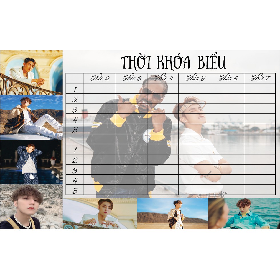 Thời khóa biểu Sơn Tùng siêu xinh