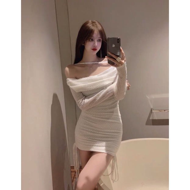 Váy body rút dây trễ vai sexy sang chảnh siêu tôn dáng