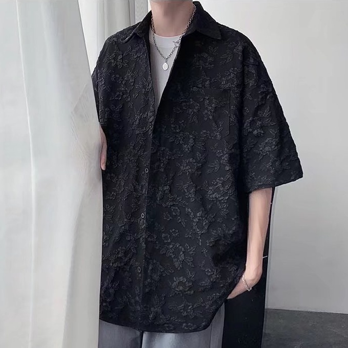 Áo Sơ Mi Ngắn Tay Dáng Rộng Thời Trang Mùa Hè Hàn Quốc Dành Cho Nam