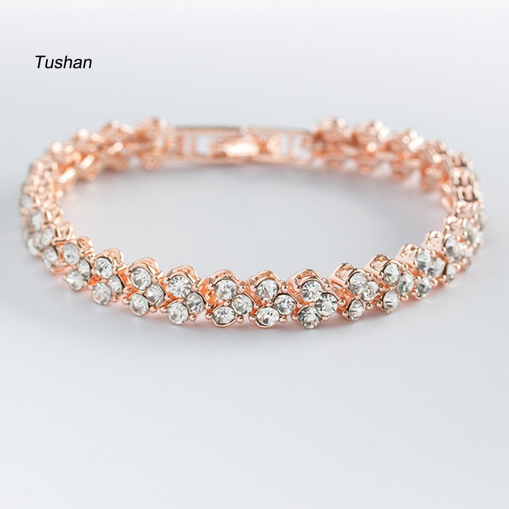 Vòng tay dát zircon toàn khối kiểu dáng thời trang thanh lịch cho nữ TUSH