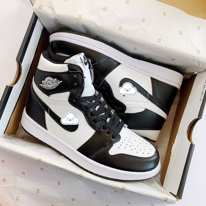Giày thể thao jordan 1 cao cổ đen trắng, Giày JD PANDA high nam nữ siêu hot - Full Box Bill